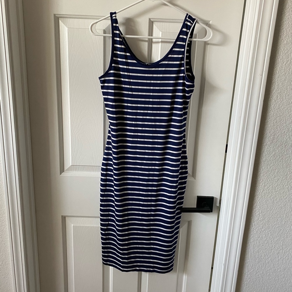 Blue and white dress